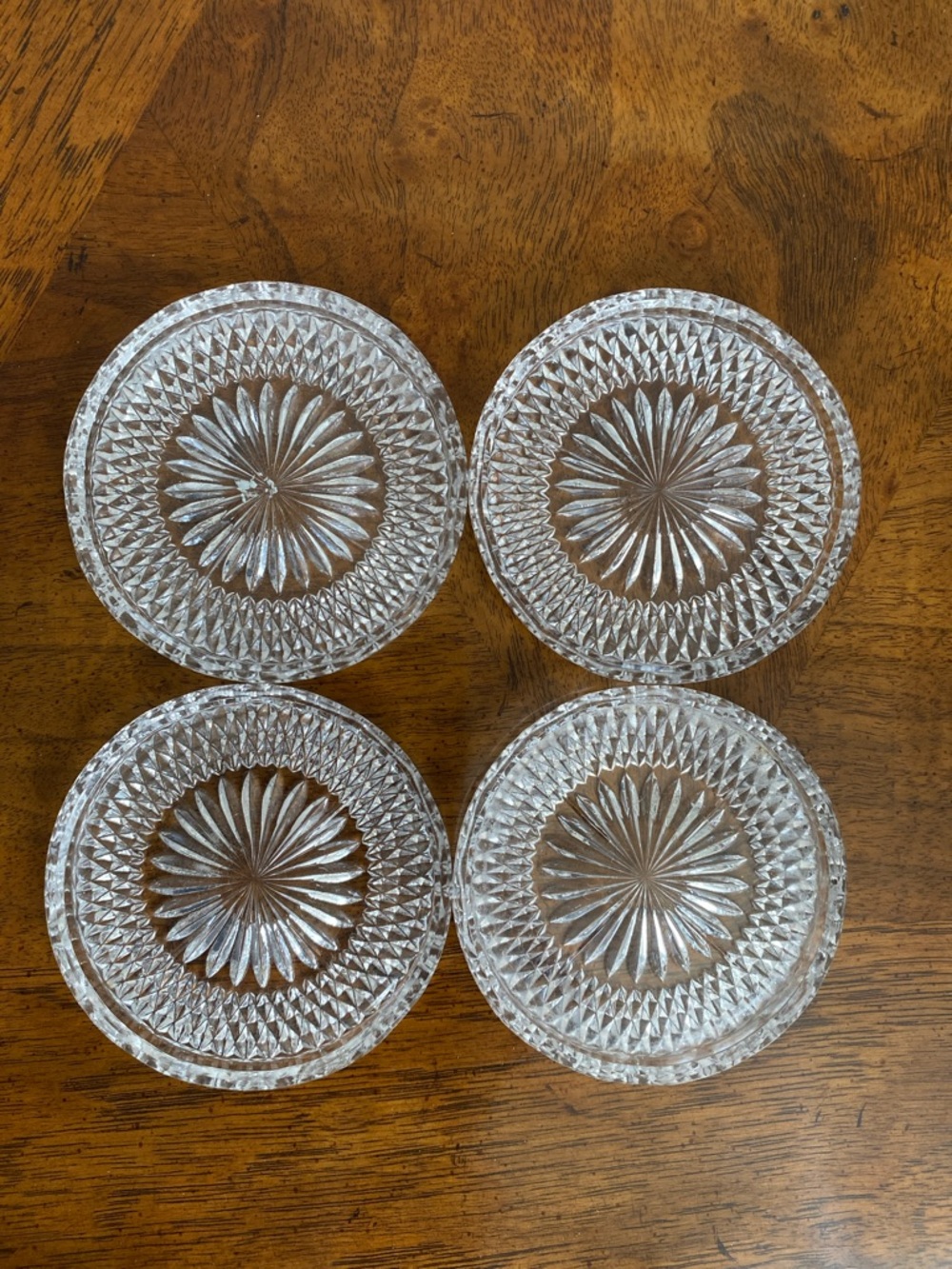 Vintage Glass or possibly crystal coasters - Set of 4